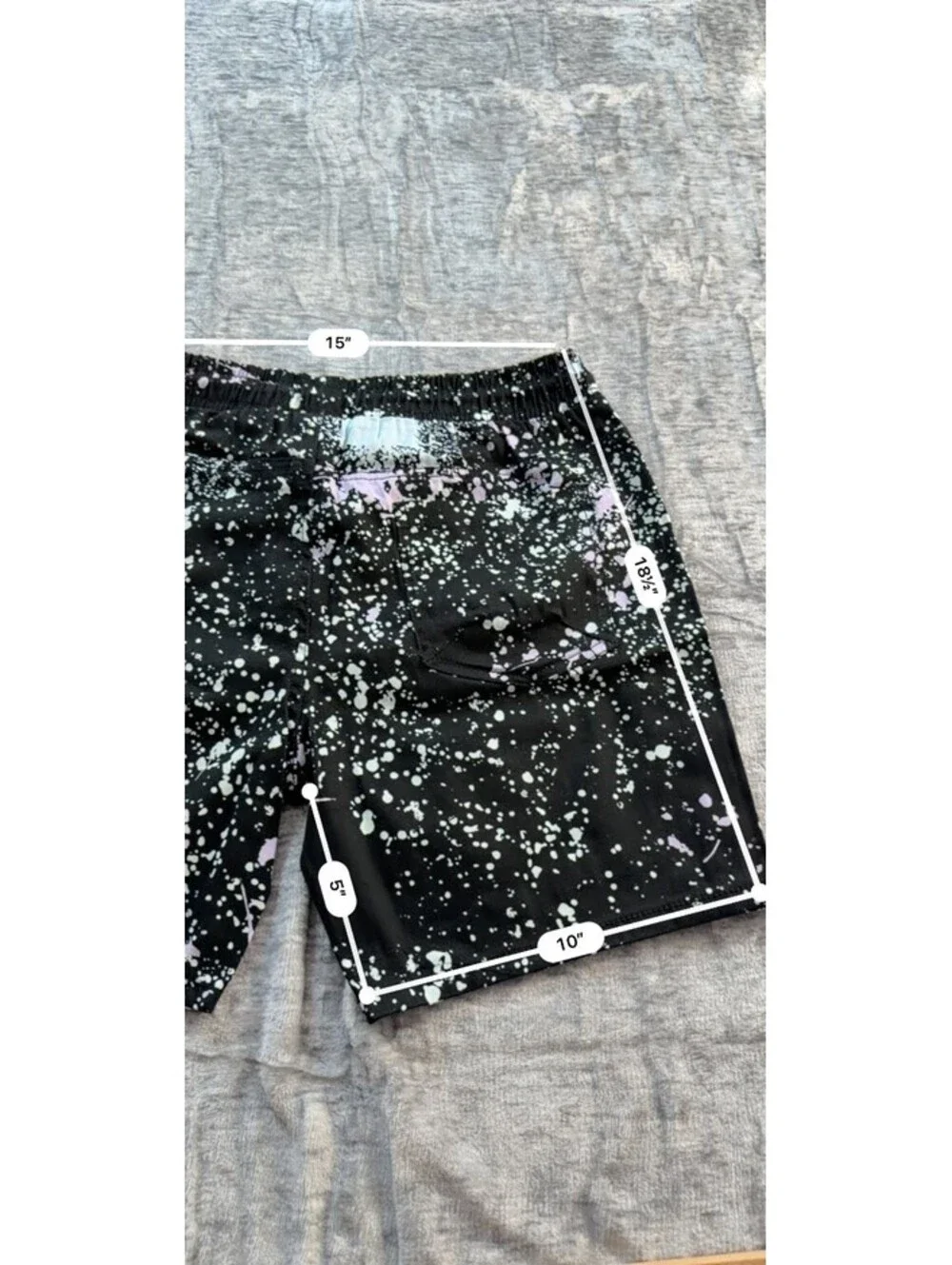 Fresh Prints of Bel-Air Men's Black Multi Paint Splatter Shorts Large Stretch
